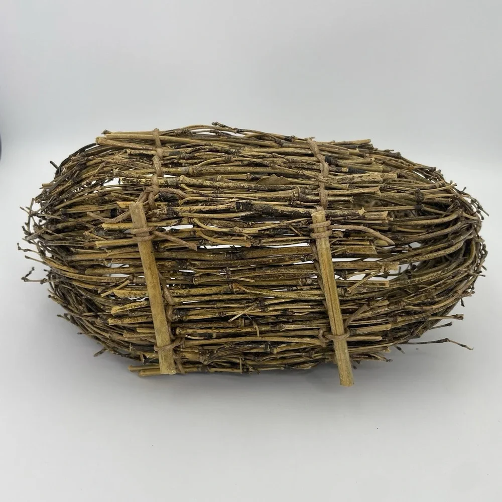 Vtg Woven Nest Wall Basket with Hang Loop Rustic Farmhouse Boho Decor Storage